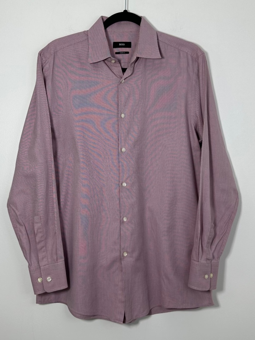 Hugo Boss Mens Sz 15.5 32/33 Long Sleeve Button Down Dress Shirt Sharp Fit Maroo